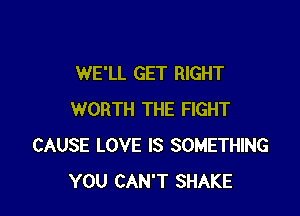 WE'LL GET RIGHT

WORTH THE FIGHT
CAUSE LOVE IS SOMETHING
YOU CAN'T SHAKE