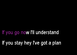 If you go now I'll understand

If you stay hey I've got a plan