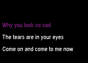 Why you look so sad

The tears are in your eyes

Come on and come to me now