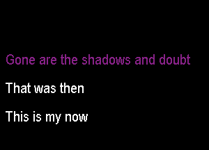 Gone are the shadows and doubt

That was then

This is my now