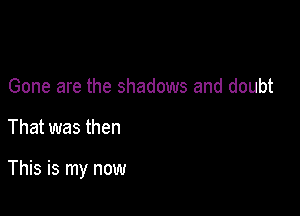 Gone are the shadows and doubt

That was then

This is my now