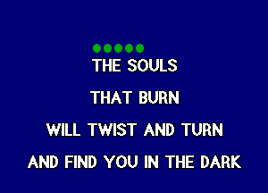 THE SOULS

THAT BURN
WILL TWIST AND TURN
AND FIND YOU IN THE DARK