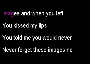 Images and when you left

You kissed my lips
You told me you would never

Never forget these images no