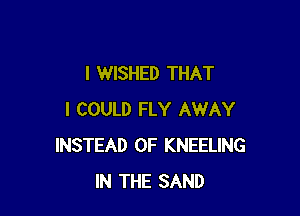 I WISHED THAT

I COULD FLY AWAY
INSTEAD OF KNEELING
IN THE SAND