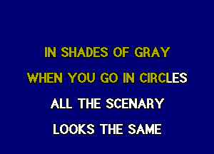 IN SHADES 0F GRAY

WHEN YOU GO IN CIRCLES
ALL THE SCENARY
LOOKS THE SAME