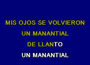 MIS OJOS SE VOLVIERON

UN MANANTIAL
DE LLANTO
UN MANANTIAL