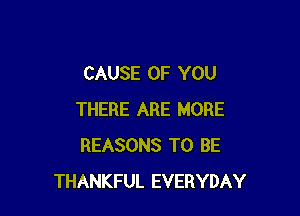 CAUSE OF YOU

THERE ARE MORE
REASONS TO BE
THANKFUL EVERYDAY