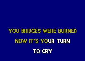 YOU BRIDGES WERE BURNED
NOW IT'S YOUR TURN
T0 CRY