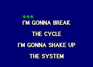 I'M GONNA BREAK

THE CYCLE
I'M GONNA SHAKE UP
THE SYSTEM
