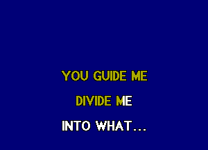 YOU GUIDE ME
DIVIDE ME
INTO WHAT...