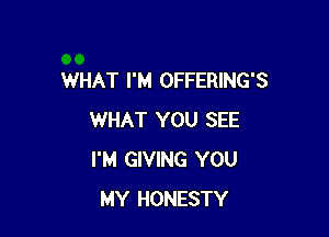 WHAT I'M OFFERING'S

WHAT YOU SEE
I'M GIVING YOU
MY HONESTY
