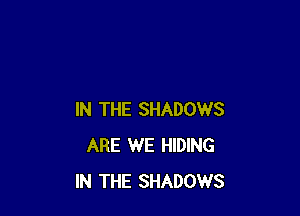 IN THE SHADOWS
ARE WE HIDING
IN THE SHADOWS