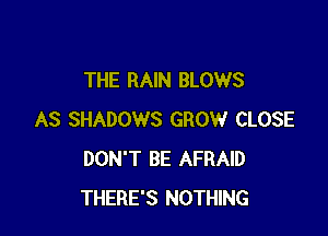 THE RAIN BLOWS

AS SHADOWS GROW CLOSE
DON'T BE AFRAID
THERE'S NOTHING