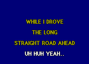 WHILE I DROVE

THE LONG
STRAIGHT ROAD AHEAD
UH HUH YEAH..