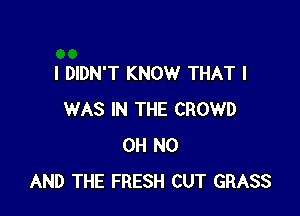 I DIDN'T KNOW THAT I

WAS IN THE CROWD
OH NO
AND THE FRESH CUT GRASS