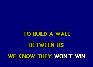 TO BUILD A WALL
BETWEEN US
WE KNOW THEY WON'T WIN