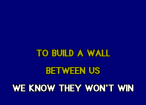 TO BUILD A WALL
BETWEEN US
WE KNOW THEY WON'T WIN