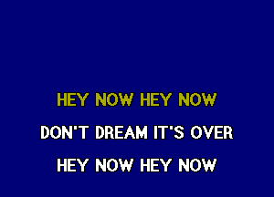 HEY NOW HEY NOW
DON'T DREAM IT'S OVER
HEY NOW HEY NOW