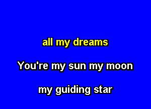 all my dreams

You're my sun my moon

my guiding star