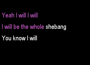 Yeah I will I Will

I will be the whole shebang

You know I will