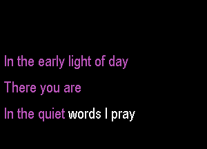 In the early light of day

There you are

In the quiet words I pray