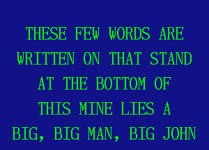 THESE FEW WORDS ARE
WRITTEN ON THAT STAND
AT THE BOTTOM OF
THIS MINE LIES A
BIG, BIG MAN, BIG JOHN