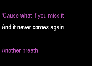 'Cause what if you miss it

And it never comes again

Another breath