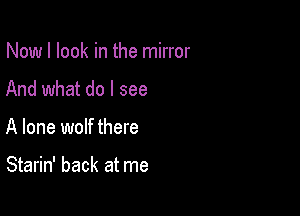 Now I look in the mirror

And what do I see

A lone wolf there

Starin' back at me