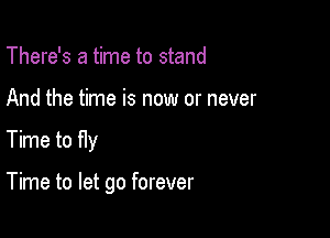 There's a time to stand

And the time is now or never

Time to fly

Time to let go forever