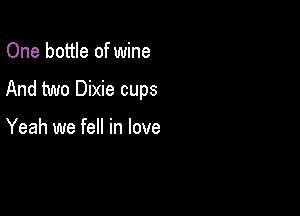 One bottle of wine

And two Dixie cups

Yeah we fell in love