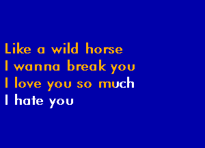 Like a wild horse
I wanna break you

I love you so much
I hate you