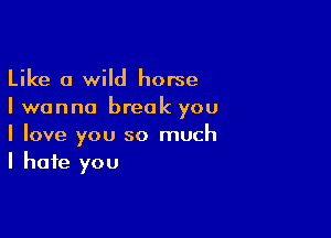 Like a wild horse
I wanna break you

I love you so much
I hate you