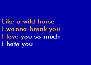 Like a wild horse
I we nna break you

I love you so much
I hate you