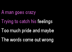 A man goes crazy

Trying to catch his feelings

Too much pride and maybe

The words come out wrong