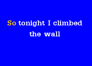 So tonight I climbed

the wall