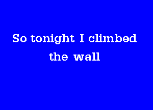 So tonight I climbed

the wall