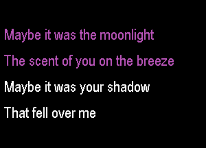 Maybe it was the moonlight

The scent of you on the breeze

Maybe it was your shadow

That fell over me