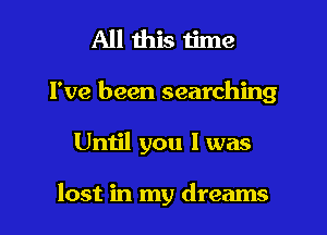 All this time

I've been searching

Until you I was

lost in my dreams