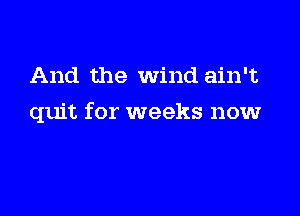 And the Wind ain't

quit for weeks now