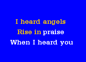 I heard angels
Rise in praise

When I heard you