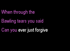 When through the

Bawling tears you said

Can you everjust forgive