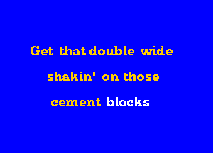 Get that double wide

shakin' on those

cement blocks