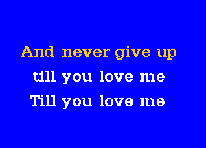 And never give up

till you love me
Till you love me