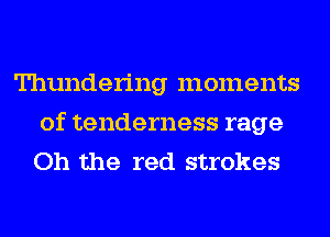 Thundering moments
of tenderness rage
Oh the red strokes