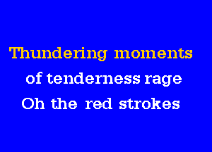 Thundering moments
of tenderness rage
Oh the red strokes