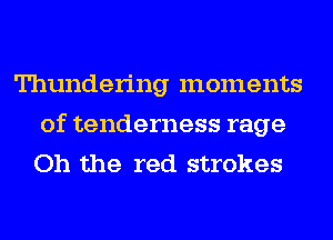 Thundering moments
of tenderness rage
Oh the red strokes