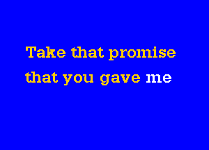Take that promise

that you gave me