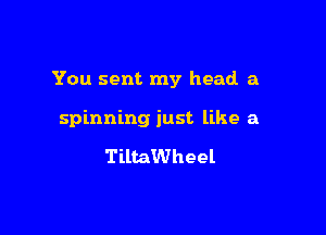 You sent my head a

spinning just like a

TiltaWheel