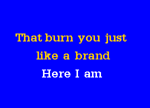 That burn you just

like a brand
Here I am