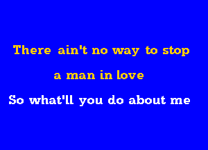 There ain't no way to stop

a man in love

So what'll you do about me